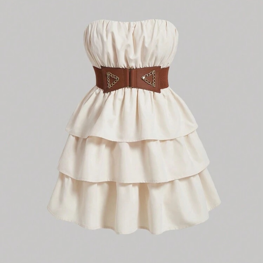 Elegant Cream Kids Dress with Brown Accents
